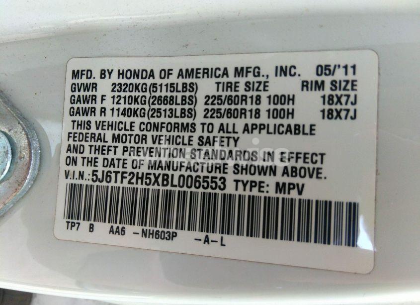 Photo 9 of 2011 Honda Accord CROSSTOUR EX-L (VIN 5J6TF2H5XBL006553)