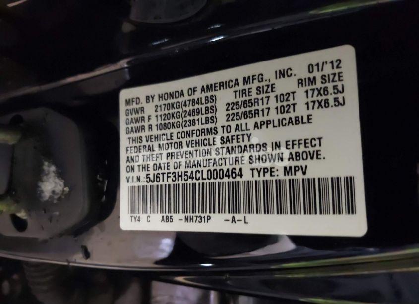 Photo 8 of 2012 Honda Crosstour 2.4 EX-L (VIN 5J6TF3H54CL000464)