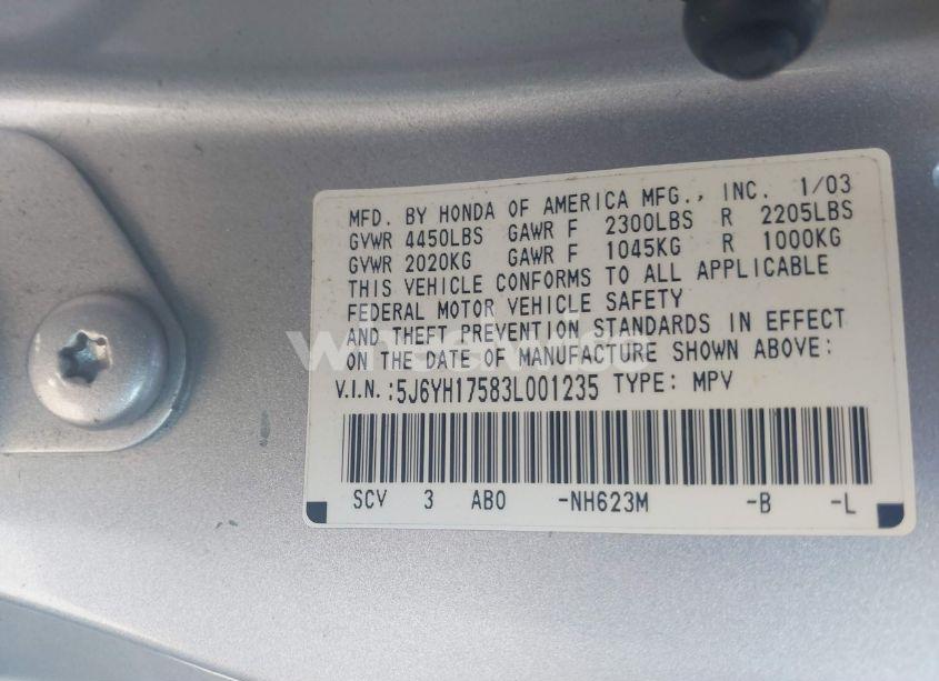 Photo 9 of 2003 Honda Element EX (VIN 5J6YH17583L001235)