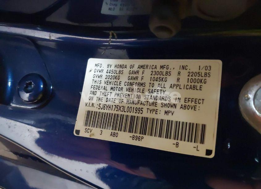 Photo 9 of 2003 Honda Element EX (VIN 5J6YH175X3L001995)