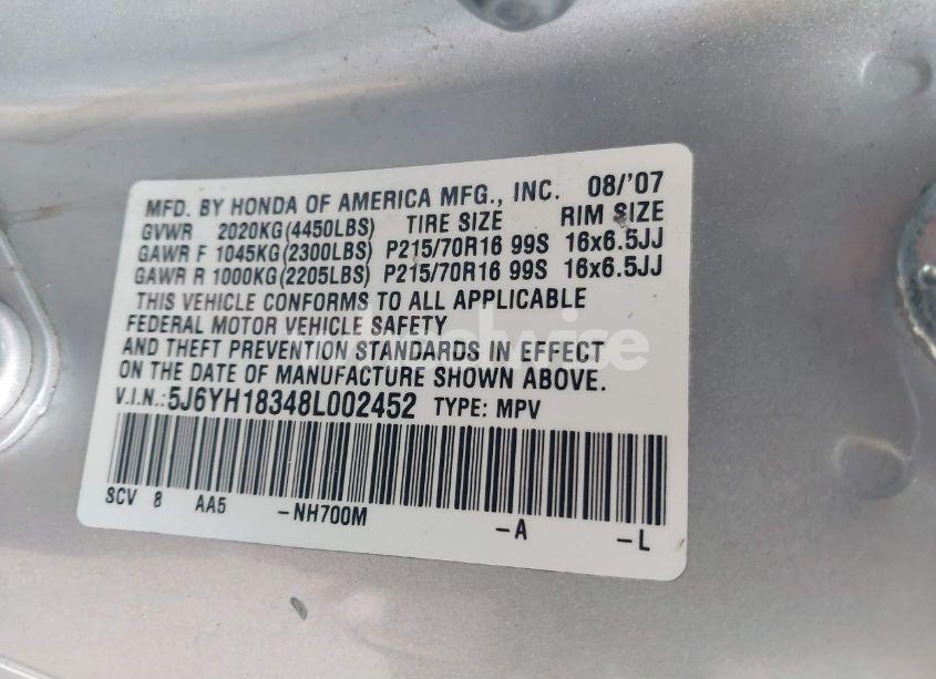 Photo 9 of 2008 Honda Element LX (VIN 5J6YH18348L002452)