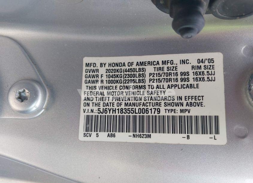 Photo 9 of 2005 Honda Element LX (VIN 5J6YH18355L006179)