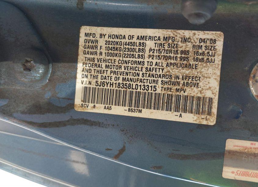 Photo 9 of 2008 Honda Element LX (VIN 5J6YH18358L013315)