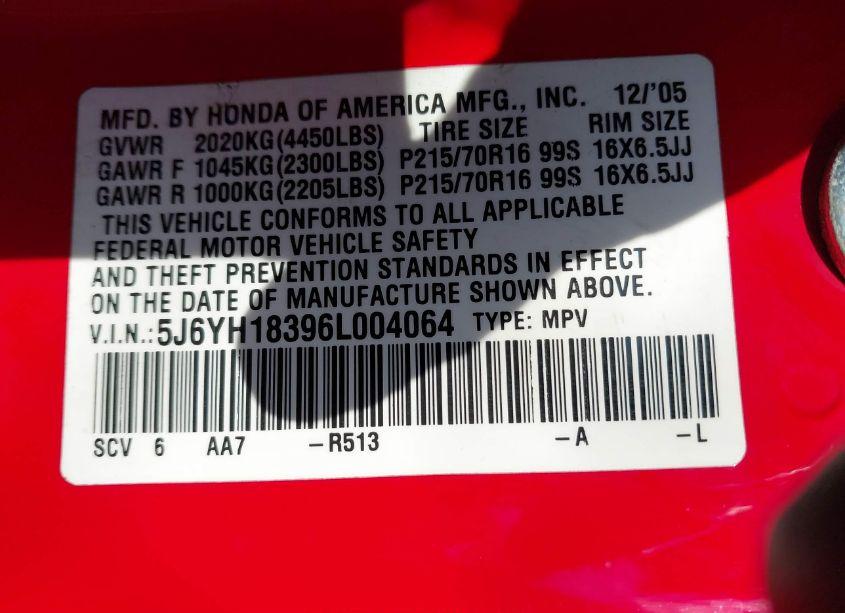 Photo 9 of 2006 Honda Element LX (VIN 5J6YH18396L004064)