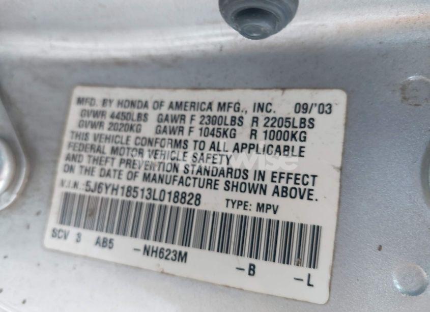 Photo 9 of 2003 Honda Element EX (VIN 5J6YH18513L018828)