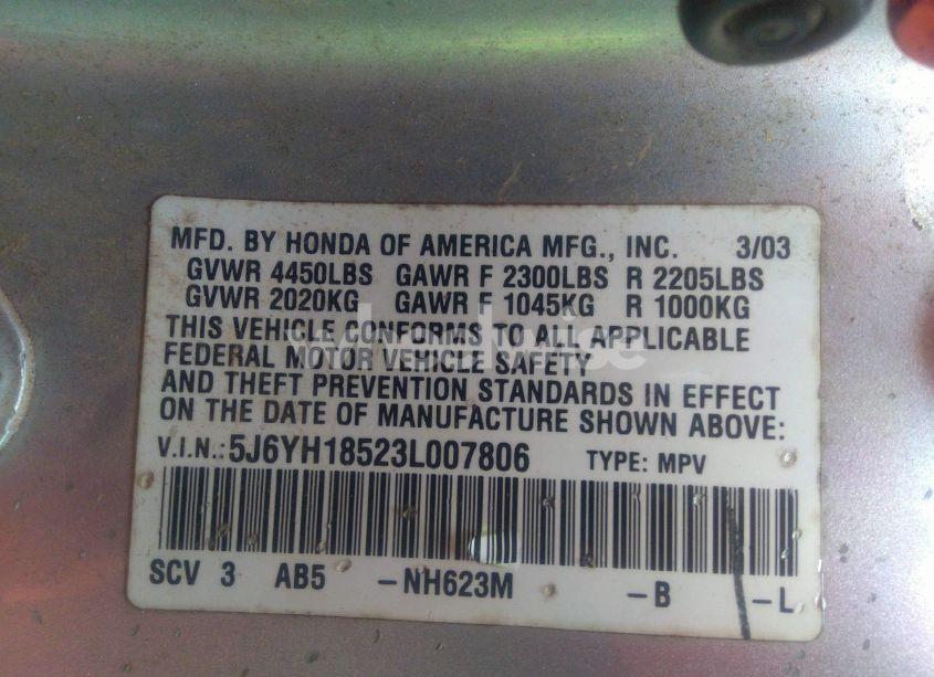 Photo 9 of 2003 Honda Element EX (VIN 5J6YH18523L007806)