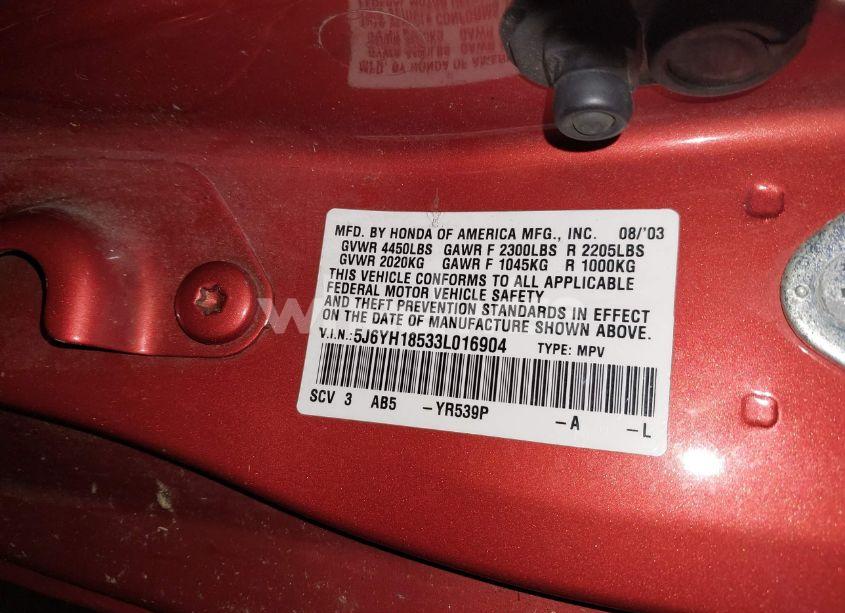 Photo 9 of 2003 Honda Element EX (VIN 5J6YH18533L016904)
