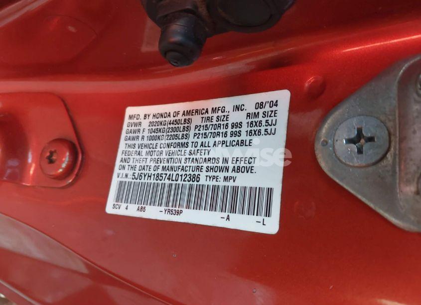 Photo 9 of 2004 Honda Element (VIN 5J6YH18574L012386)