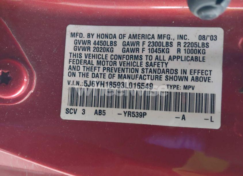 Photo 9 of 2003 Honda Element EX (VIN 5J6YH18593L016549)