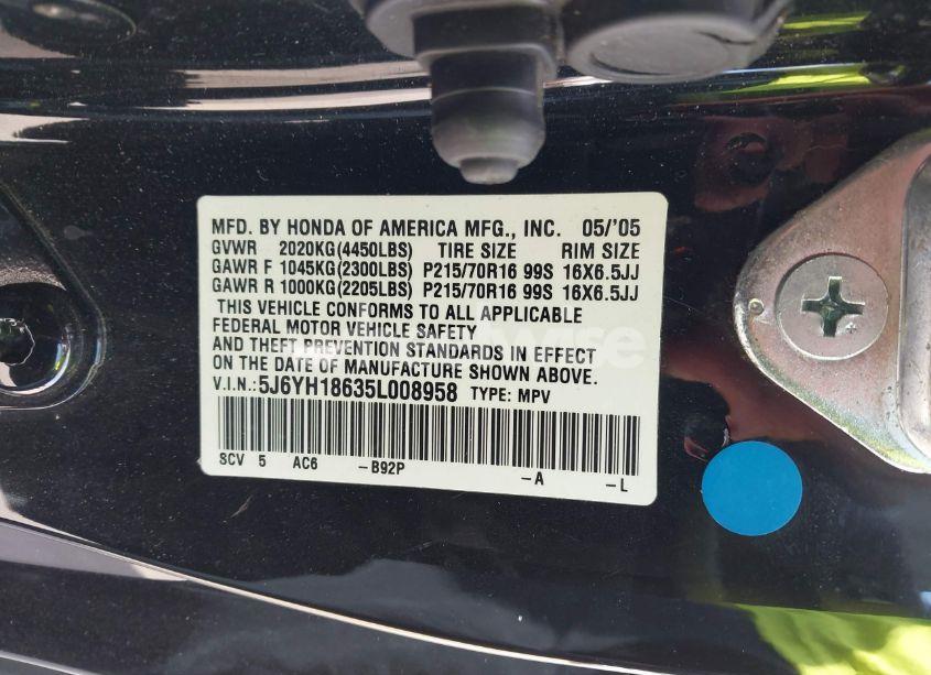 Photo 9 of 2005 Honda Element EX (VIN 5J6YH18635L008958)