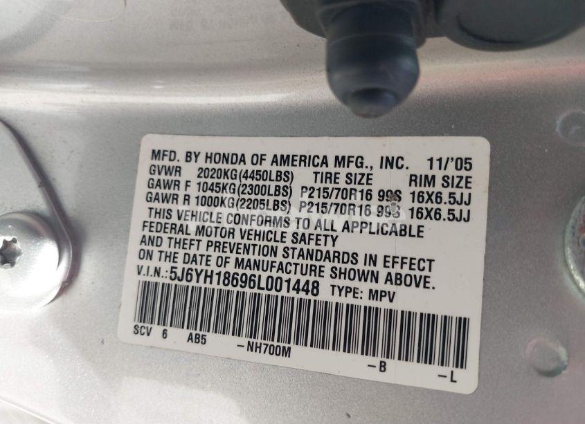 Photo 9 of 2006 Honda Element EX (VIN 5J6YH18696L001448)