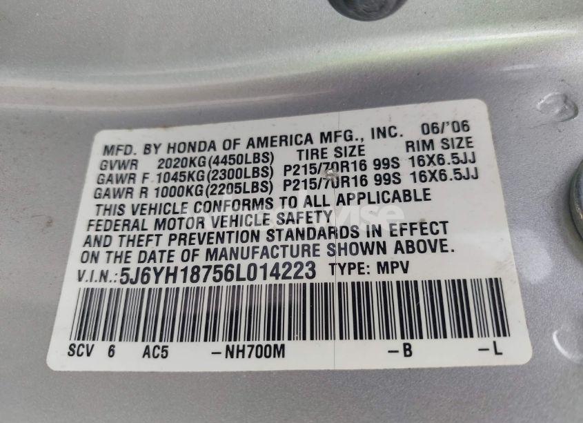 Photo 9 of 2006 Honda Element EX-P (VIN 5J6YH18756L014223)