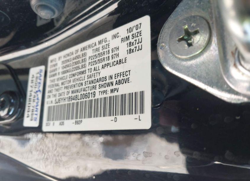 Photo 9 of 2008 Honda Element SC (VIN 5J6YH18948L006019)