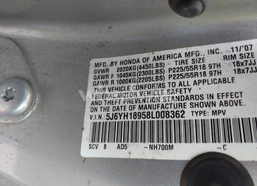 Photo 9 of 2008 Honda Element SC (VIN 5J6YH18958L008362)