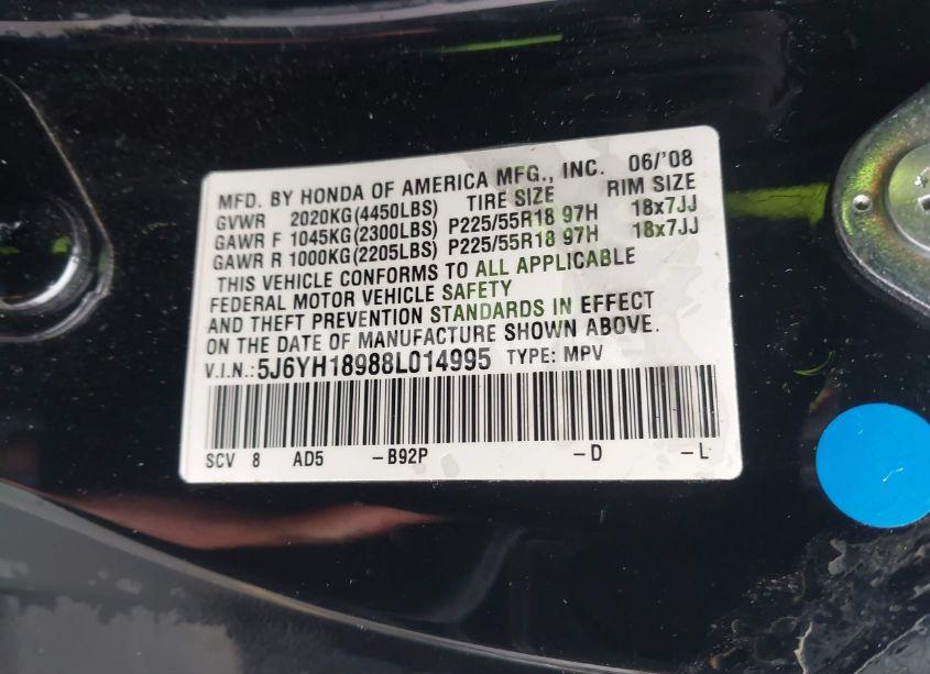Photo 9 of 2008 Honda Element SC (VIN 5J6YH18988L014995)