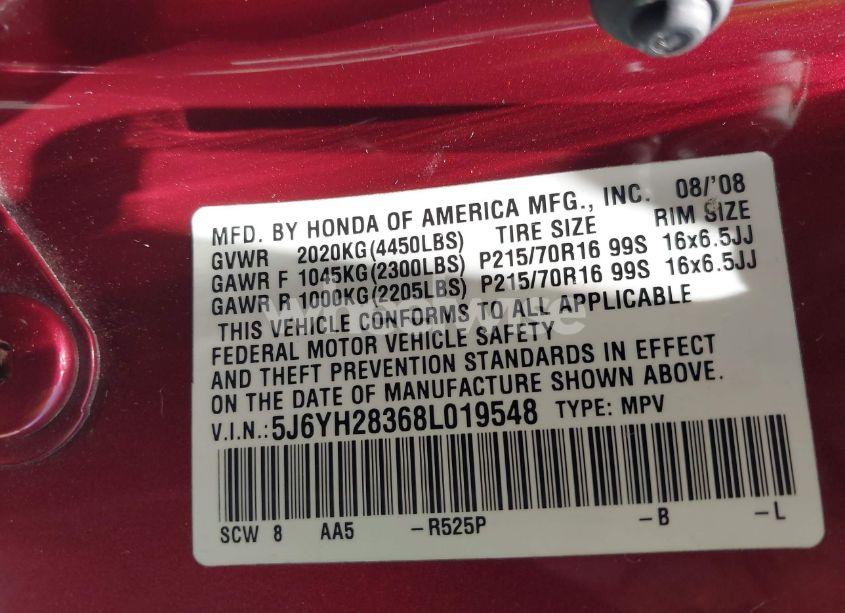 Photo 9 of 2008 Honda Element LX (VIN 5J6YH28368L019548)