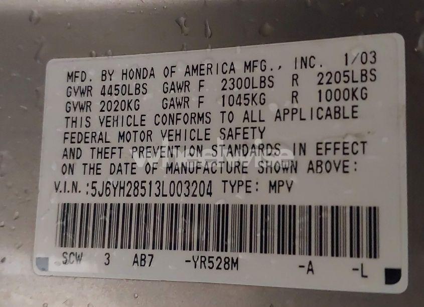Photo 9 of 2003 Honda Element EX (VIN 5J6YH28513L003204)