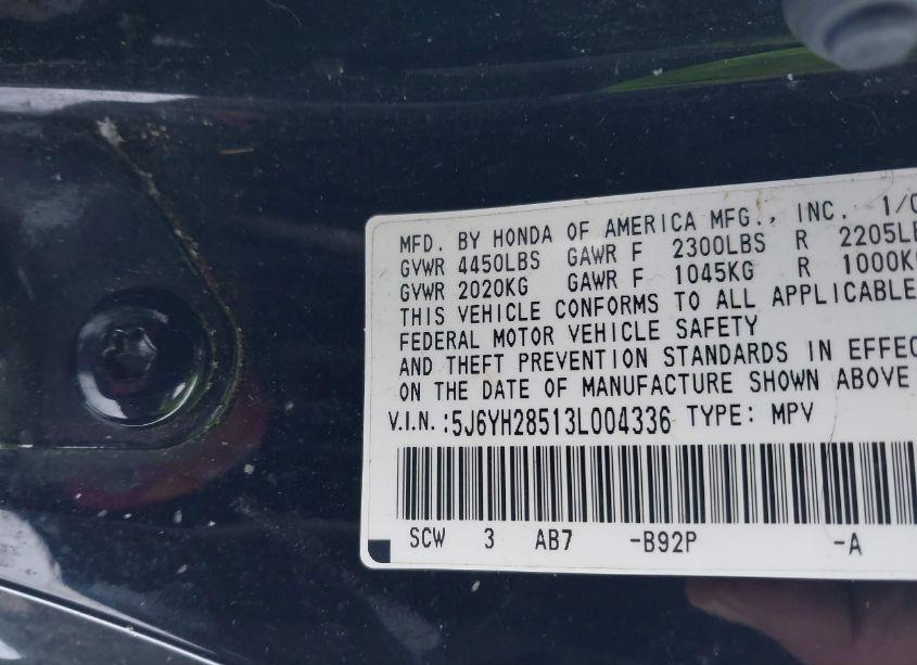 Photo 9 of 2003 Honda Element EX (VIN 5J6YH28513L004336)