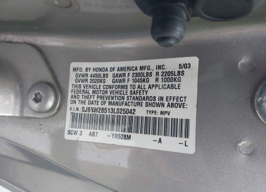 Photo 9 of 2003 Honda Element EX (VIN 5J6YH28513L025042)