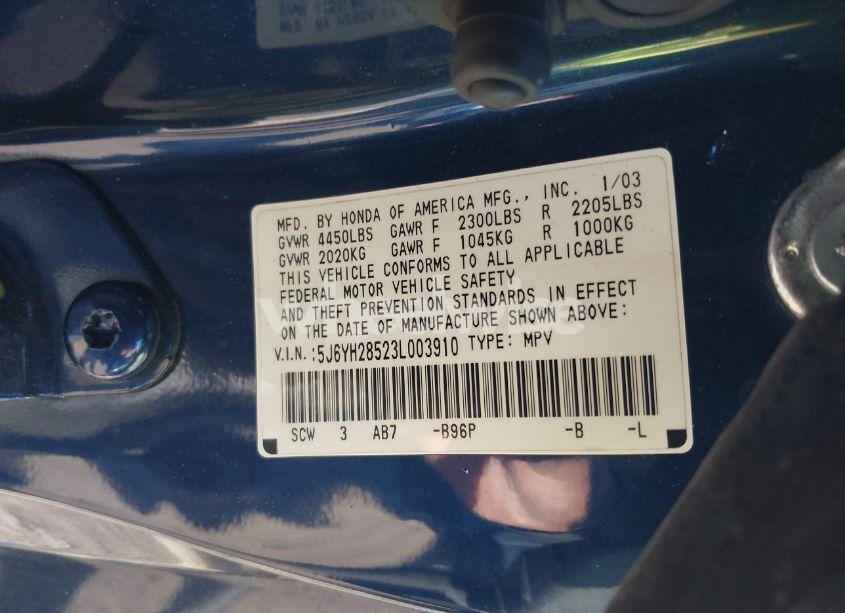 Photo 9 of 2003 Honda Element EX (VIN 5J6YH28523L003910)