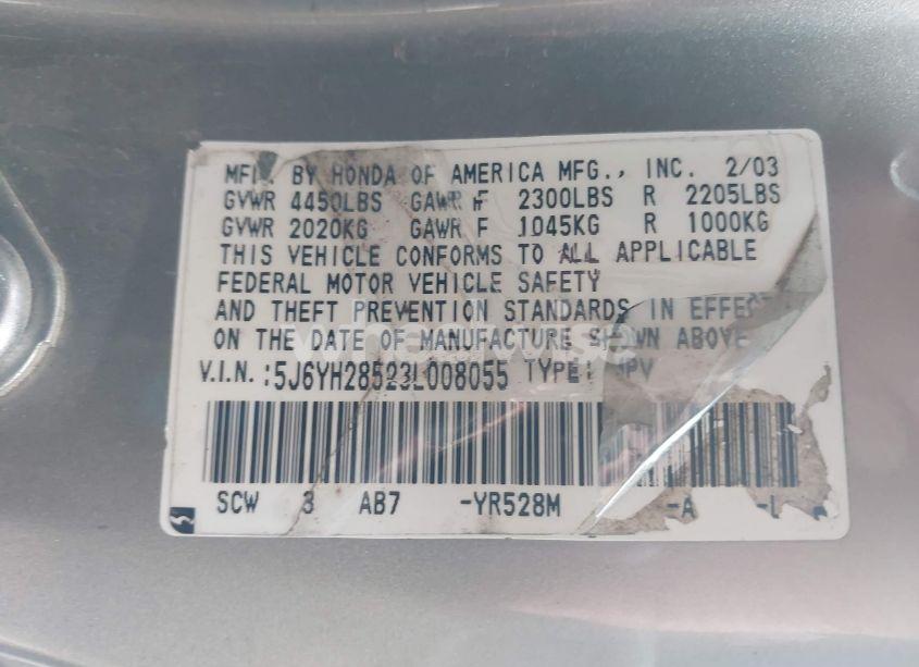 Photo 9 of 2003 Honda Element EX (VIN 5J6YH28523L008055)