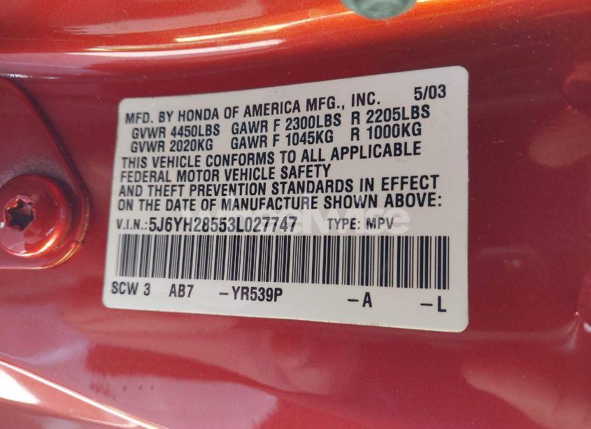 Photo 9 of 2003 Honda Element EX (VIN 5J6YH28553L027747)