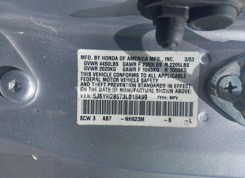 Photo 9 of 2003 Honda Element EX (VIN 5J6YH28573L015499)