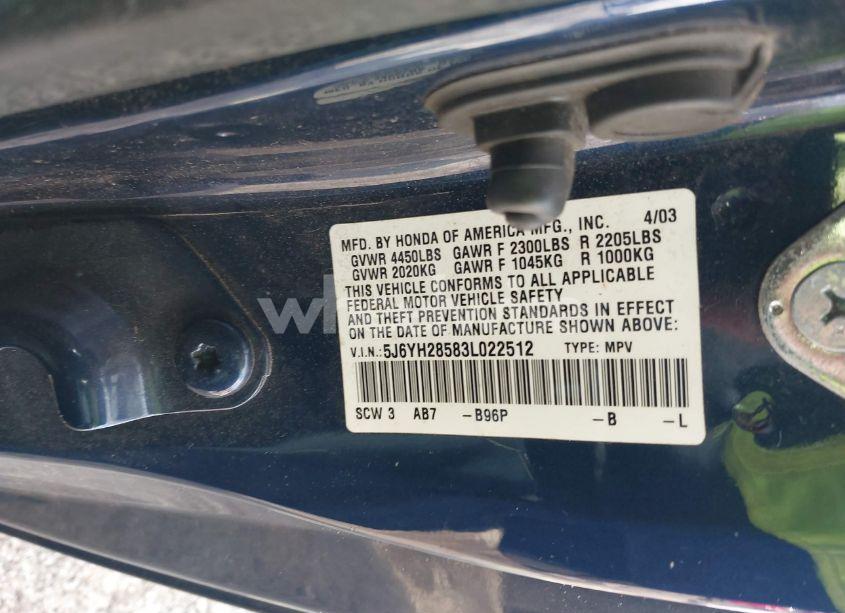 Photo 9 of 2003 Honda Element EX (VIN 5J6YH28583L022512)