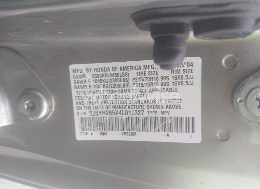 Photo 9 of 2004 Honda Element EX (VIN 5J6YH285X4L013327)