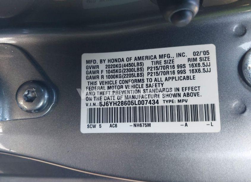 Photo 9 of 2005 Honda Element EX (VIN 5J6YH28605L007434)