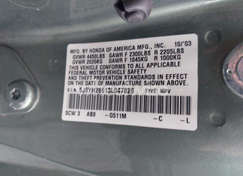 Photo 9 of 2003 Honda Element EX (VIN 5J6YH28613L047826)