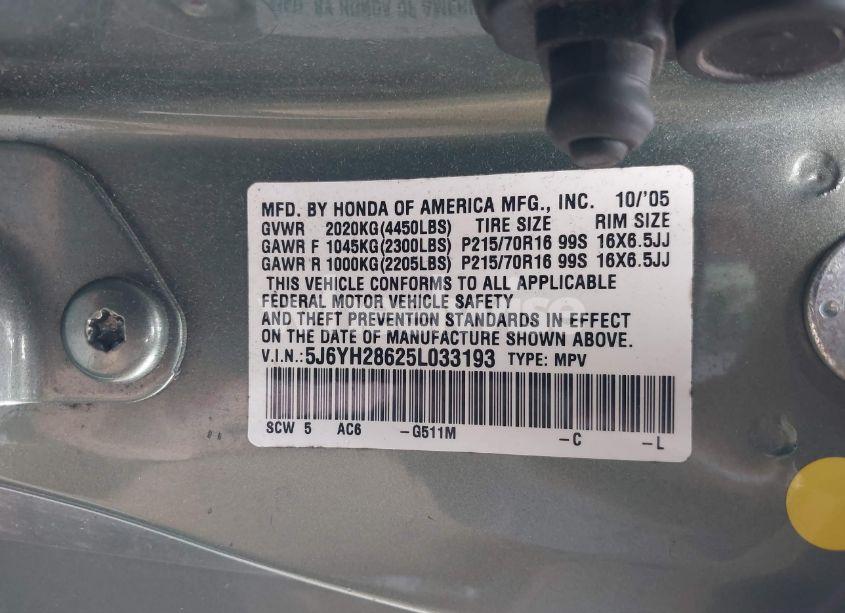 Photo 9 of 2005 Honda Element EX (VIN 5J6YH28625L033193)