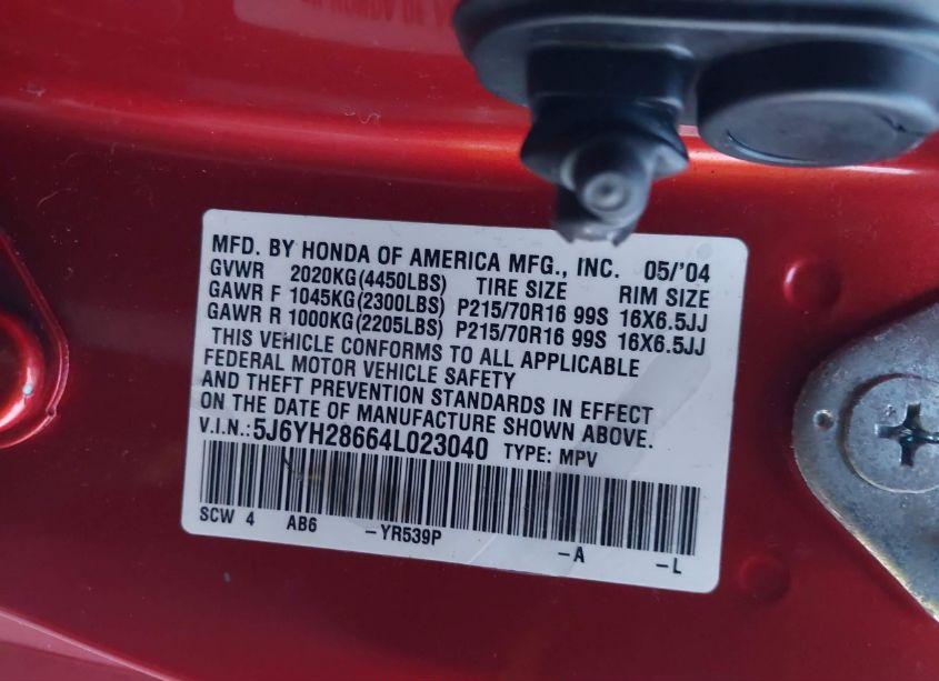 Photo 9 of 2004 Honda Element EX (VIN 5J6YH28664L023040)