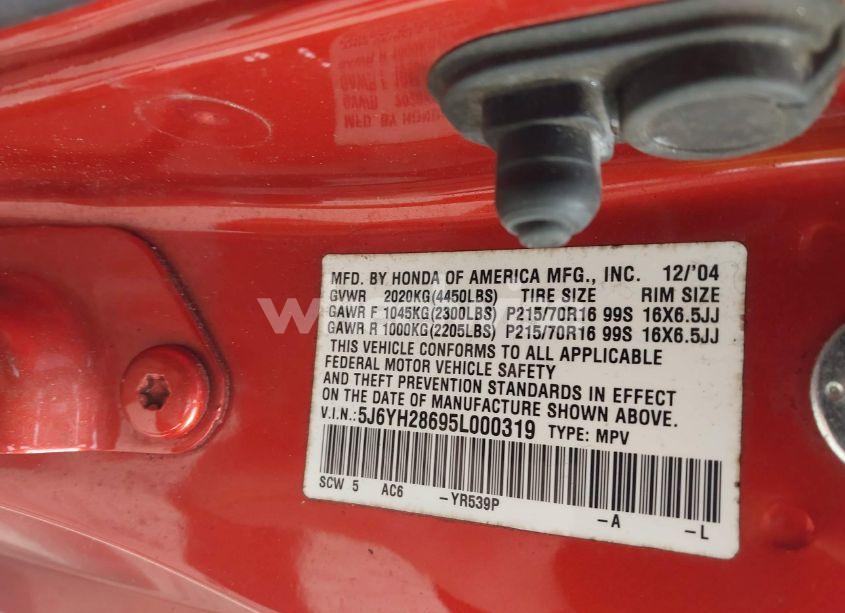 Photo 9 of 2005 Honda Element EX (VIN 5J6YH28695L000319)