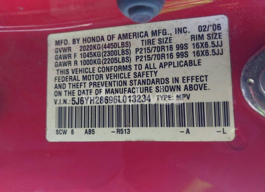 Photo 9 of 2006 Honda Element EX (VIN 5J6YH28696L013234)