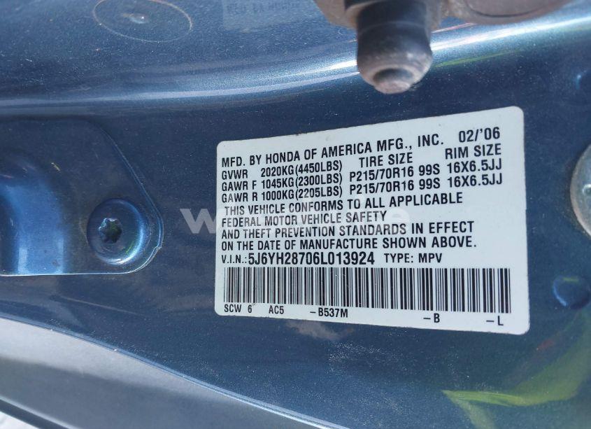 Photo 9 of 2006 Honda Element EX-P (VIN 5J6YH28706L013924)