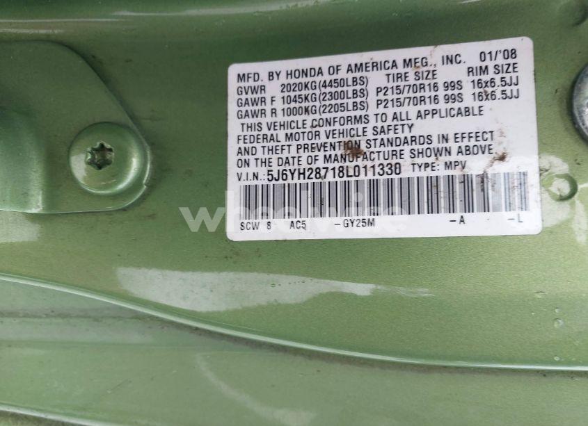 Photo 9 of 2008 Honda Element EX (VIN 5J6YH28718L011330)
