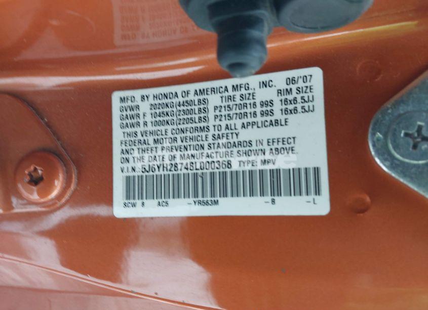 Photo 9 of 2008 Honda Element EX (VIN 5J6YH28748L000368)