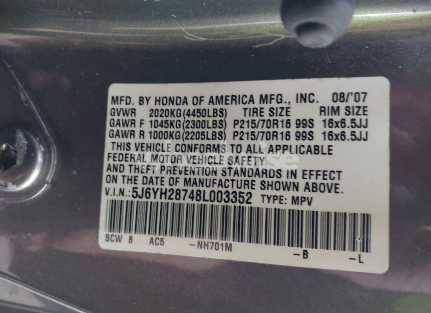 Photo 9 of 2008 Honda Element EX (VIN 5J6YH28748L003352)