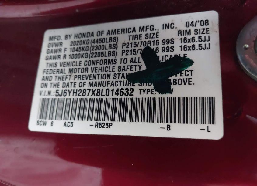 Photo 9 of 2008 Honda Element EX (VIN 5J6YH287X8L014632)