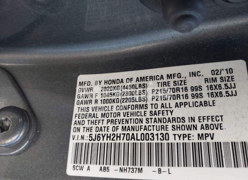 Photo 9 of 2010 Honda Element EX (VIN 5J6YH2H70AL003130)