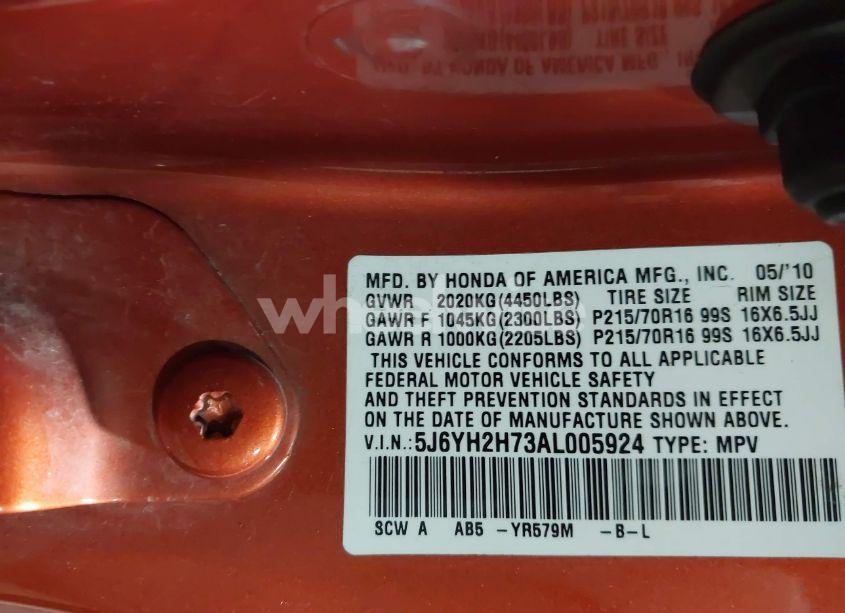 Photo 9 of 2010 Honda Element EX (VIN 5J6YH2H73AL005924)
