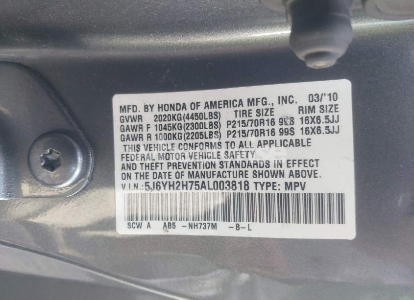 Photo 9 of 2010 Honda Element EX (VIN 5J6YH2H75AL003818)