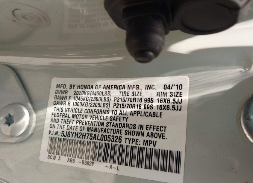 Photo 9 of 2010 Honda Element EX (VIN 5J6YH2H75AL005326)