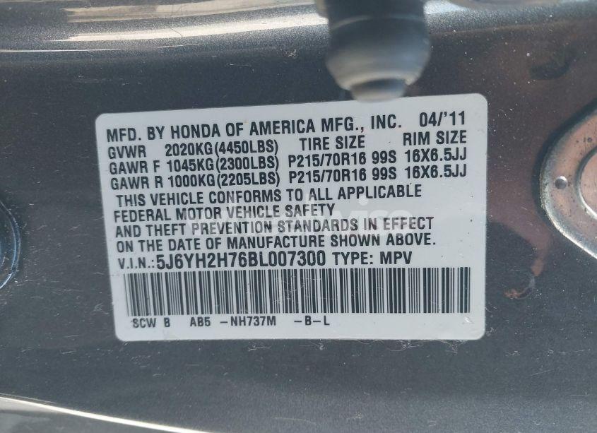 Photo 9 of 2011 Honda Element EX (VIN 5J6YH2H76BL007300)