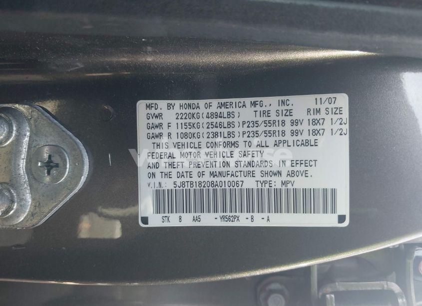Photo 9 of 2008 Acura Rdx (VIN 5J8TB18208A010067)