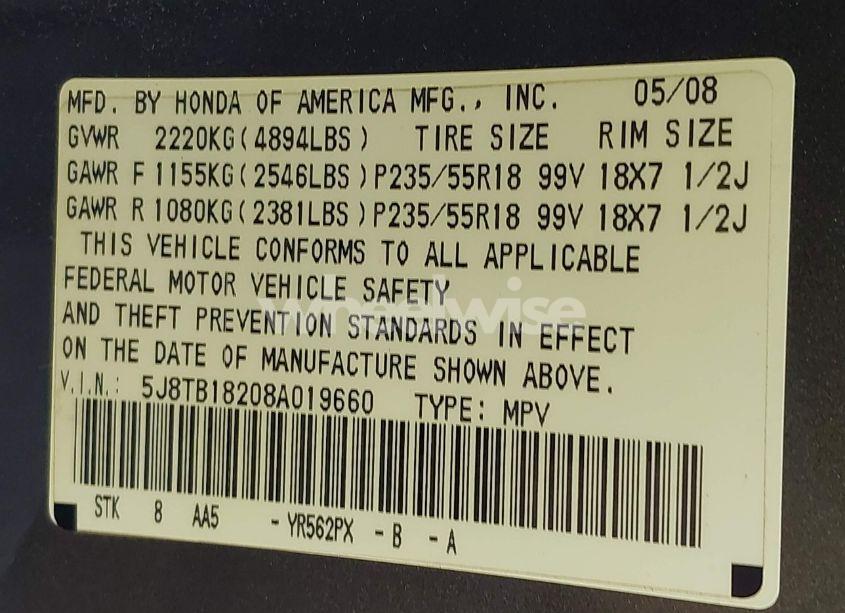 Photo 9 of 2008 Acura Rdx (VIN 5J8TB18208A019660)