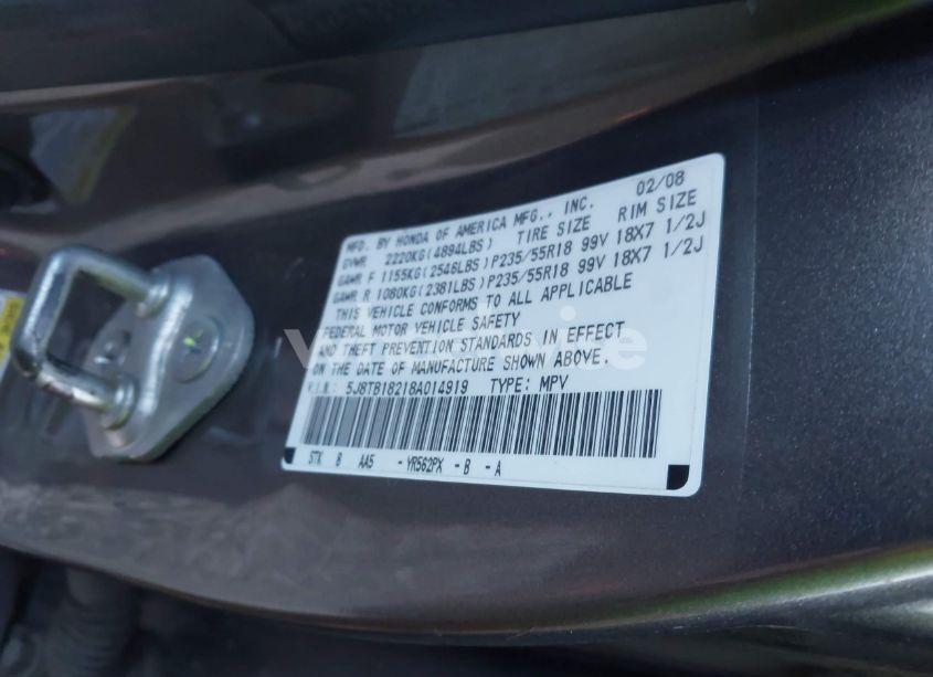 Photo 9 of 2008 Acura Rdx (VIN 5J8TB18218A014919)