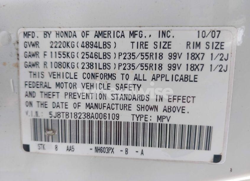 Photo 9 of 2008 Acura Rdx (VIN 5J8TB18238A006109)