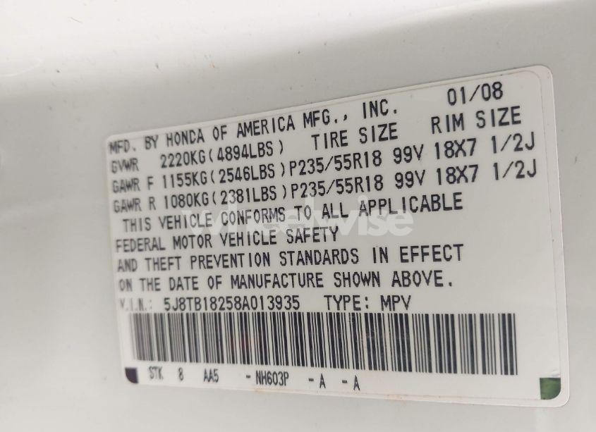 Photo 9 of 2008 Acura Rdx (VIN 5J8TB18258A013935)